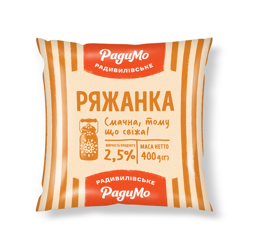 Ряжанка РАДИМО 2,5%, 400 г., плівка поліетиленова